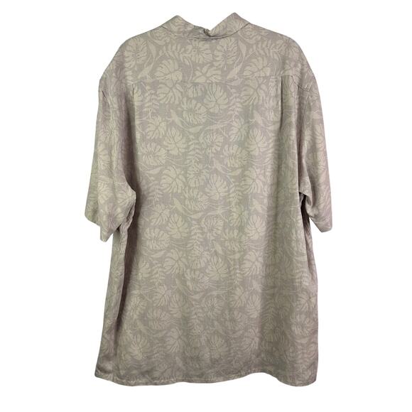 Tasso Elba Island Print Hawaiian Shirt Mens 2XL Pink Silk Linen Blend - Picture 2 of 5